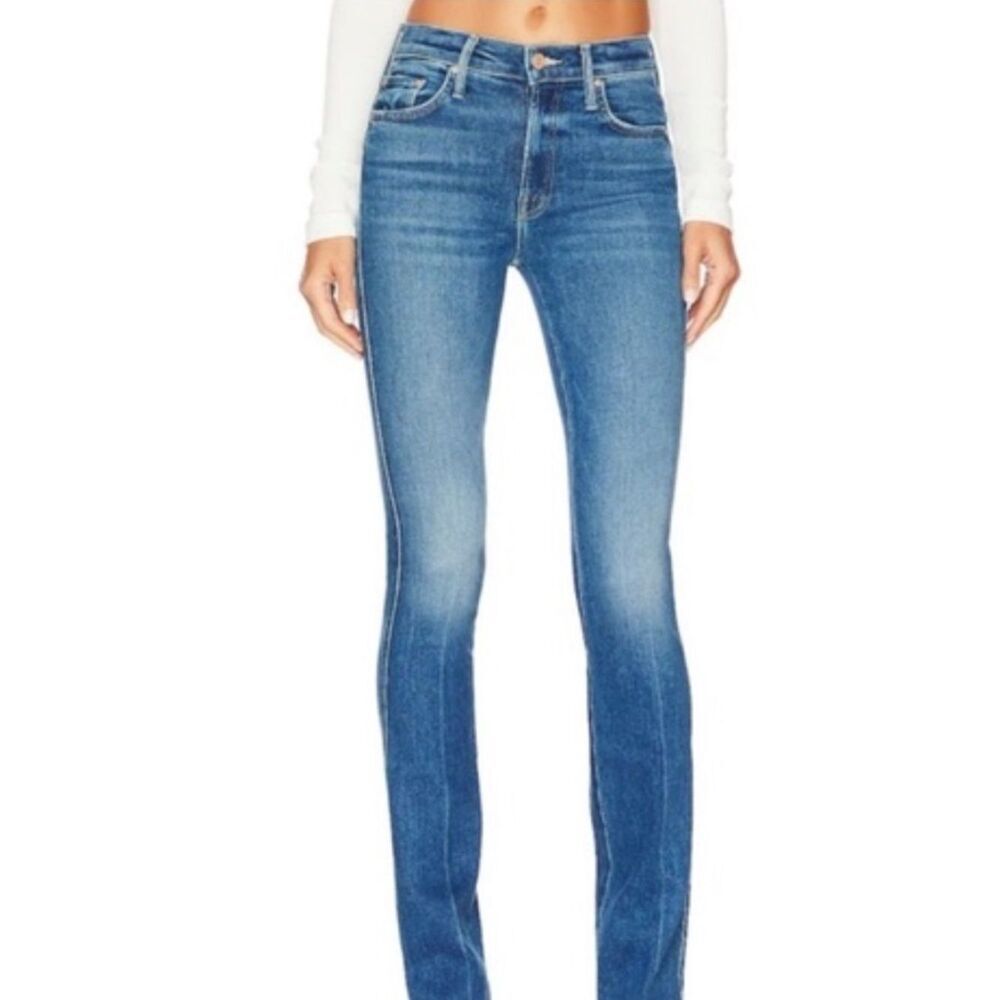 Mother The Double Insider Jeans in Opposites Attract with frayed hem 
J17